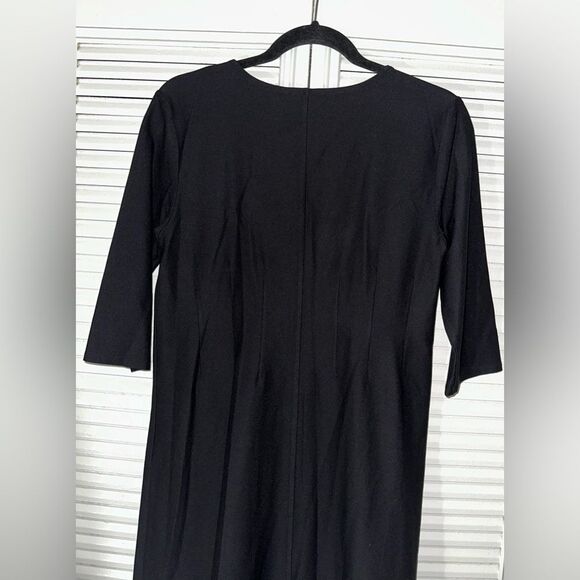 Eileen Fisher A-Line Minimalist Lagenlook Deep V-Neck 3/4 Sleeve‎ Dress Size S - Picture 4 of 9